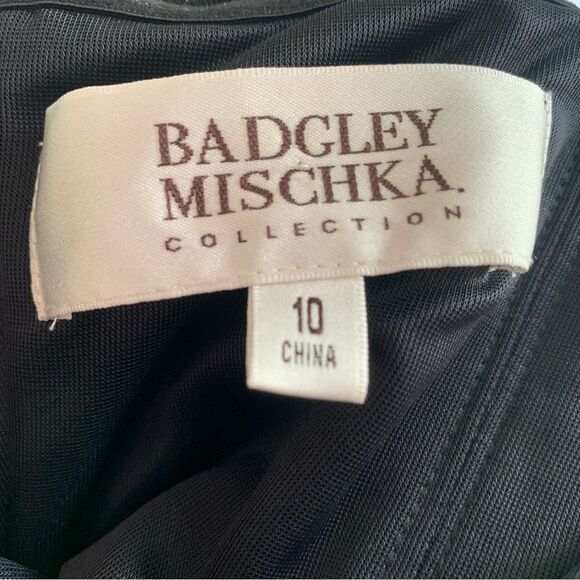 Badgley Mischka Black Ruched Strapless Sweetheart Floor Length Formal Gown Sz 10 - Picture 11 of 12